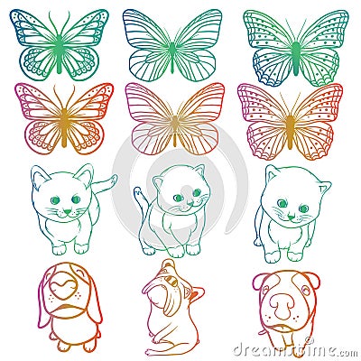 Animals Rainbow Vector Illustration